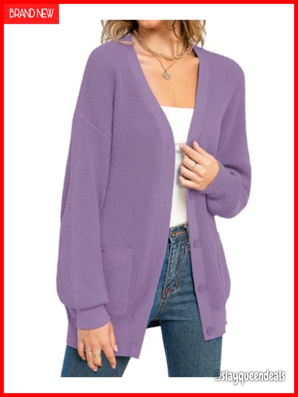 100% Cotton Button Down Cardigan Sweater with Pockets Oversized